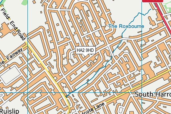 HA2 9HD map - OS VectorMap District (Ordnance Survey)