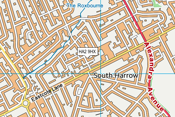 HA2 9HX map - OS VectorMap District (Ordnance Survey)