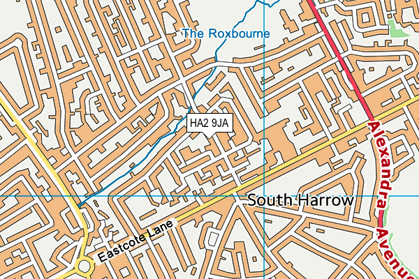 HA2 9JA map - OS VectorMap District (Ordnance Survey)