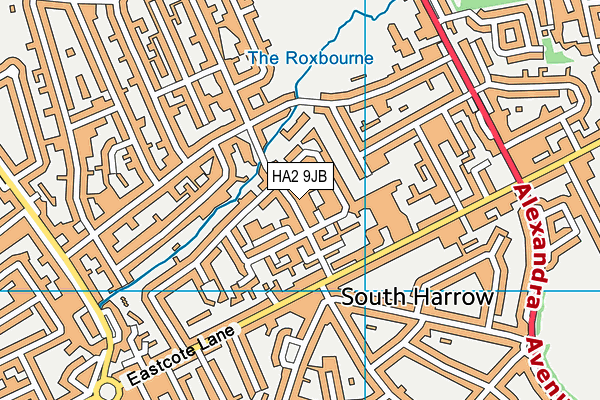 HA2 9JB map - OS VectorMap District (Ordnance Survey)