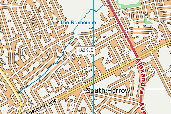 HA2 9JD map - OS VectorMap District (Ordnance Survey)
