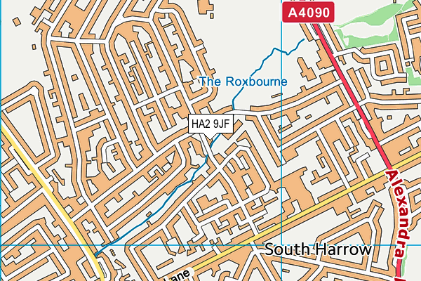 HA2 9JF map - OS VectorMap District (Ordnance Survey)