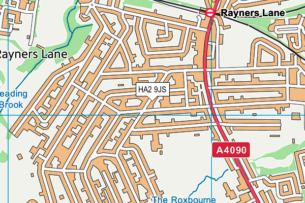 HA2 9JS map - OS VectorMap District (Ordnance Survey)