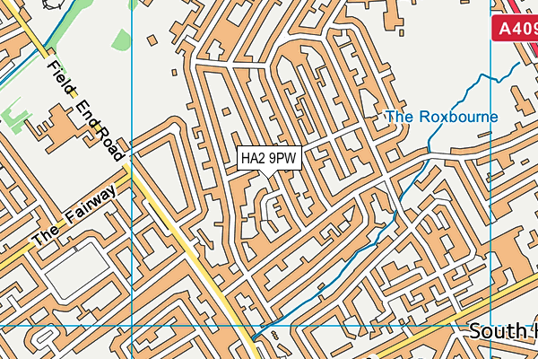 HA2 9PW map - OS VectorMap District (Ordnance Survey)