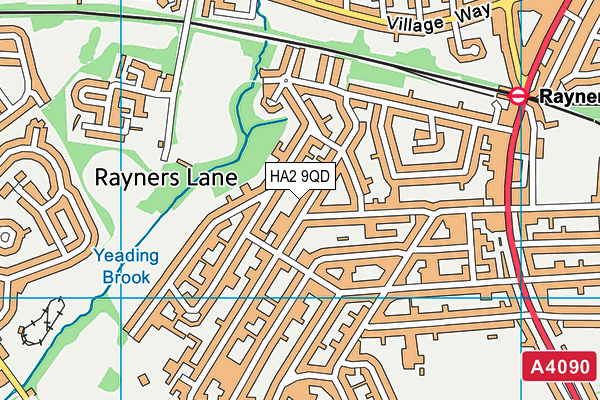 HA2 9QD map - OS VectorMap District (Ordnance Survey)