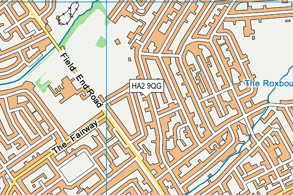HA2 9QG map - OS VectorMap District (Ordnance Survey)