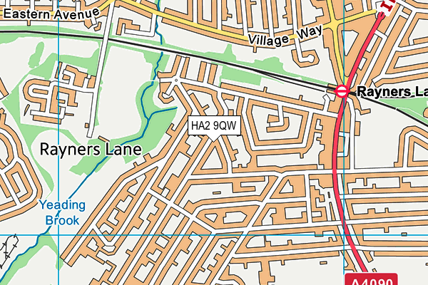 HA2 9QW map - OS VectorMap District (Ordnance Survey)