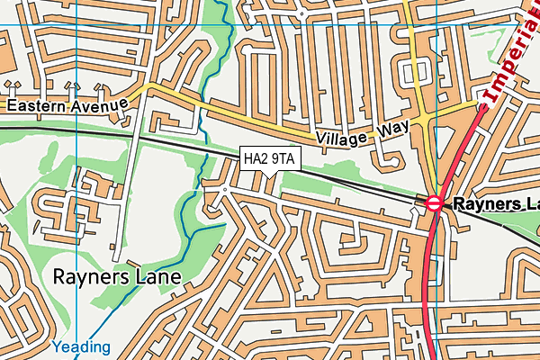 HA2 9TA map - OS VectorMap District (Ordnance Survey)
