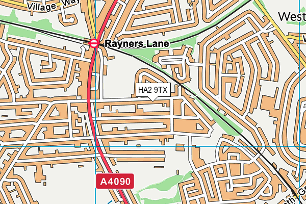 HA2 9TX map - OS VectorMap District (Ordnance Survey)