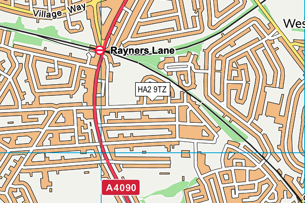 HA2 9TZ map - OS VectorMap District (Ordnance Survey)