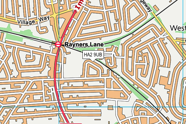 HA2 9UB map - OS VectorMap District (Ordnance Survey)