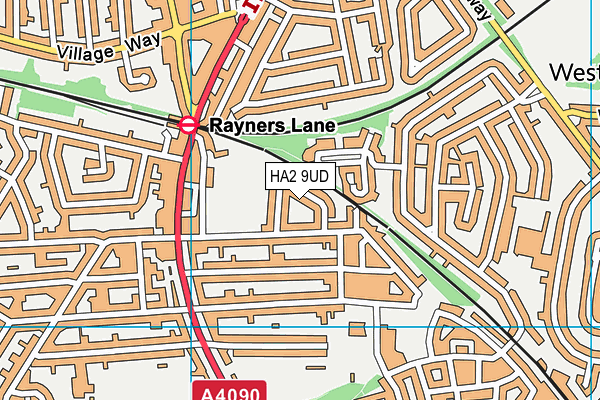 HA2 9UD map - OS VectorMap District (Ordnance Survey)