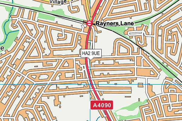 HA2 9UE map - OS VectorMap District (Ordnance Survey)