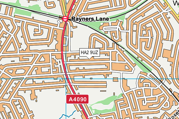 HA2 9UZ map - OS VectorMap District (Ordnance Survey)