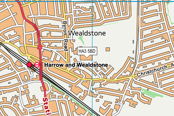 Harrow Leisure Centre map (HA3 5BD) - OS VectorMap District (Ordnance Survey)