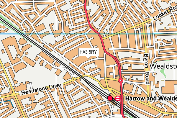 HA3 5RY map - OS VectorMap District (Ordnance Survey)