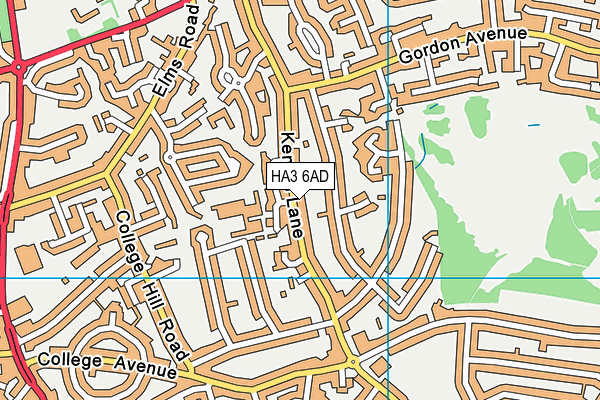 HA3 6AD map - OS VectorMap District (Ordnance Survey)