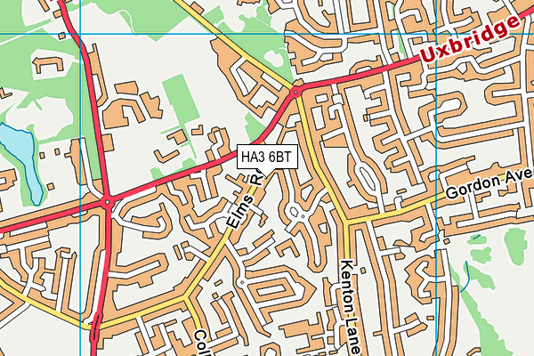 HA3 6BT map - OS VectorMap District (Ordnance Survey)