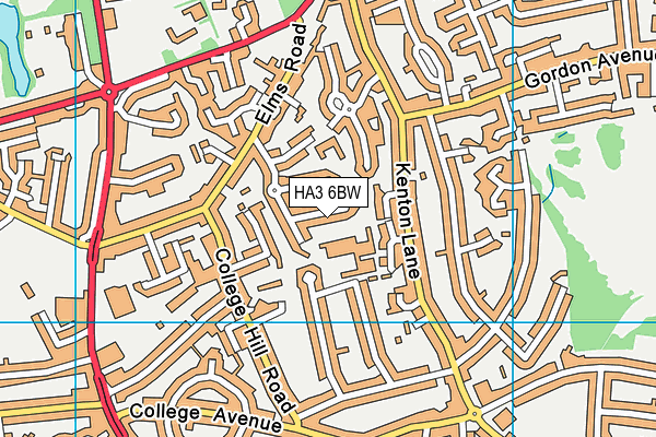 HA3 6BW map - OS VectorMap District (Ordnance Survey)