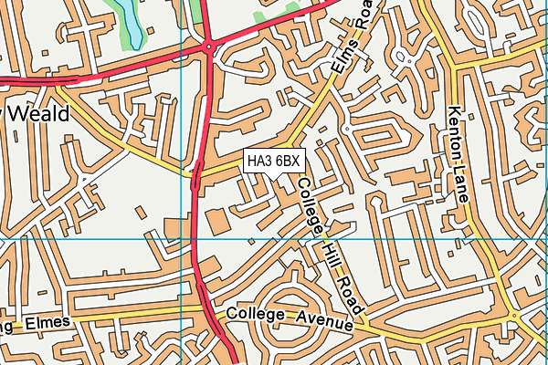 HA3 6BX map - OS VectorMap District (Ordnance Survey)