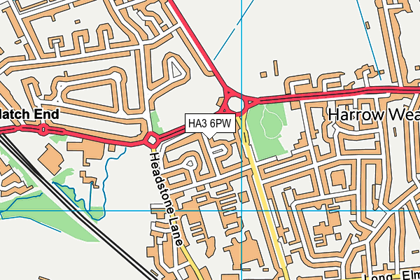 HA3 6PW map - OS VectorMap District (Ordnance Survey)