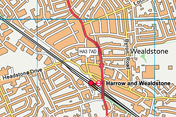 HA3 7AD map - OS VectorMap District (Ordnance Survey)