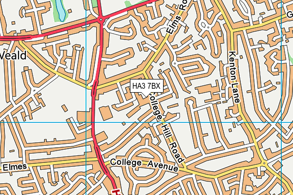 HA3 7BX map - OS VectorMap District (Ordnance Survey)