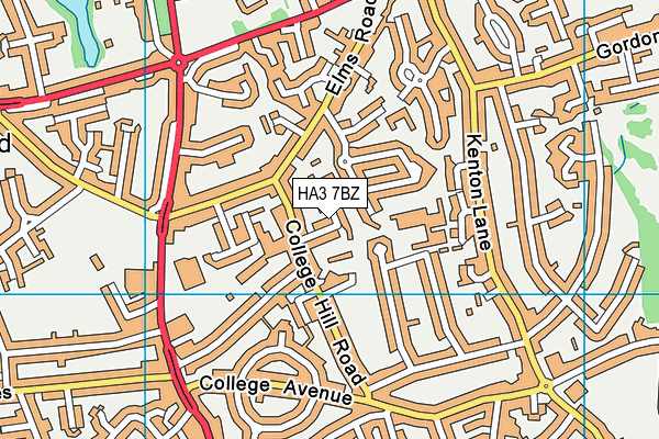 HA3 7BZ map - OS VectorMap District (Ordnance Survey)