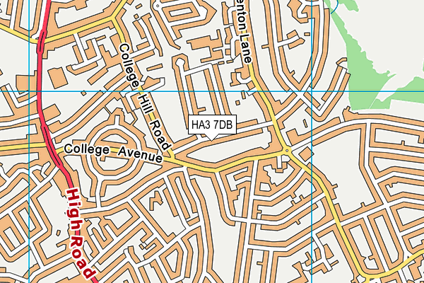 HA3 7DB map - OS VectorMap District (Ordnance Survey)