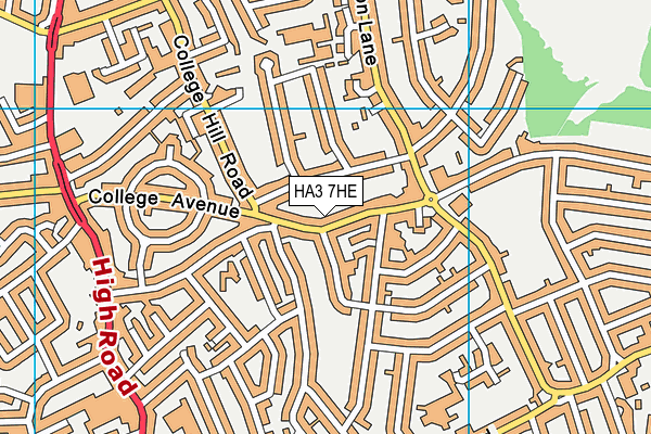 HA3 7HE map - OS VectorMap District (Ordnance Survey)