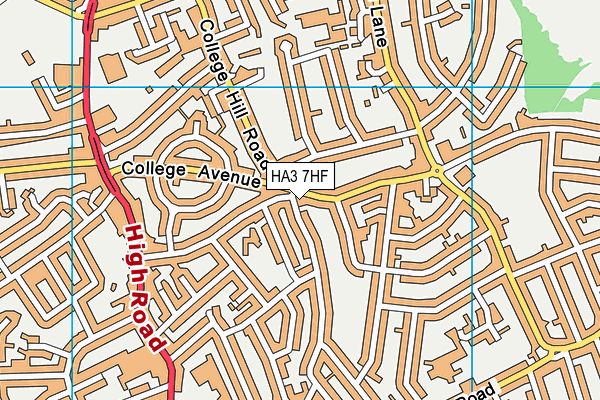 HA3 7HF map - OS VectorMap District (Ordnance Survey)