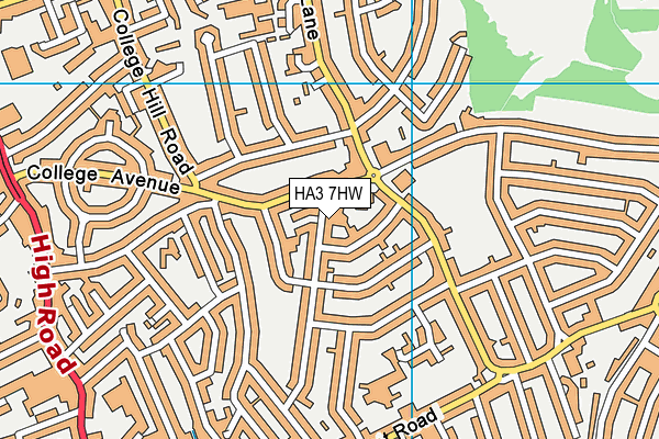 HA3 7HW map - OS VectorMap District (Ordnance Survey)
