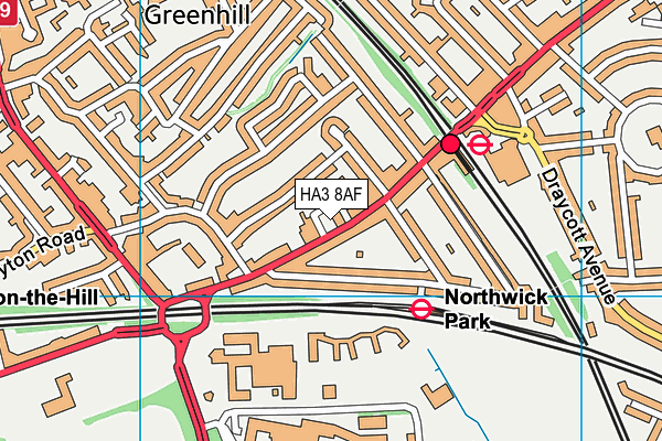 HA3 8AF map - OS VectorMap District (Ordnance Survey)