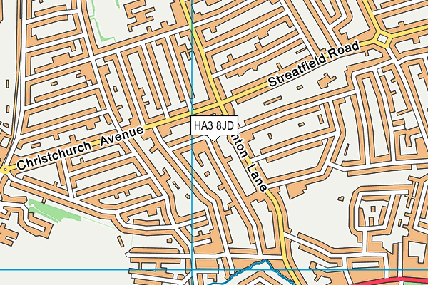 HA3 8JD map - OS VectorMap District (Ordnance Survey)