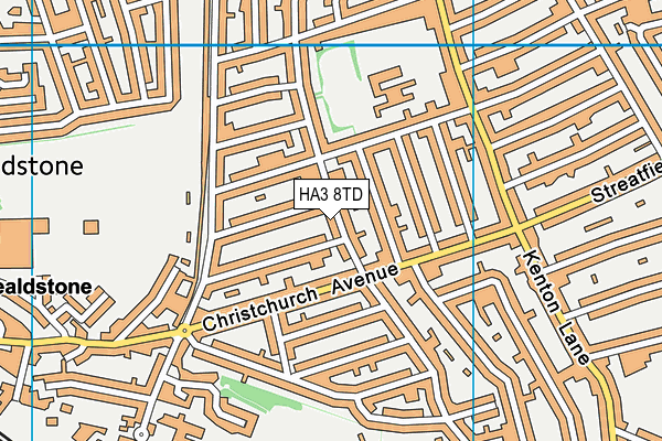 HA3 8TD map - OS VectorMap District (Ordnance Survey)