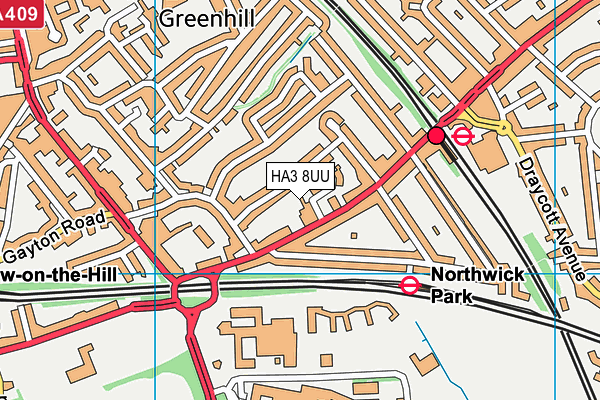 HA3 8UU map - OS VectorMap District (Ordnance Survey)