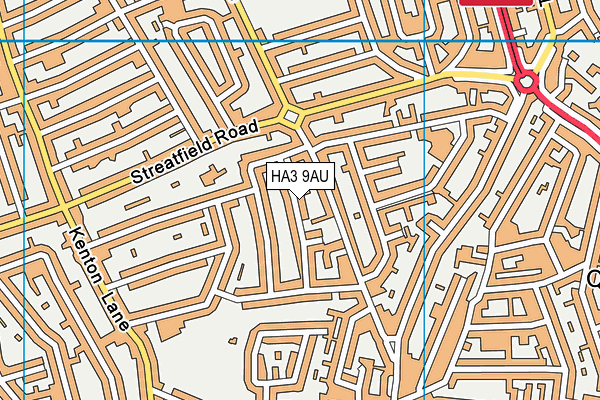 HA3 9AU map - OS VectorMap District (Ordnance Survey)