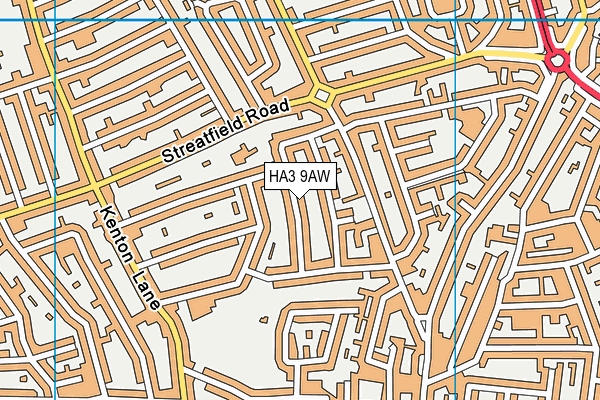 HA3 9AW map - OS VectorMap District (Ordnance Survey)