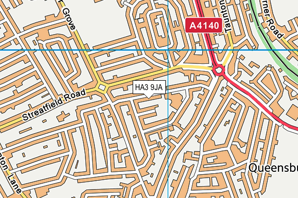 HA3 9JA map - OS VectorMap District (Ordnance Survey)