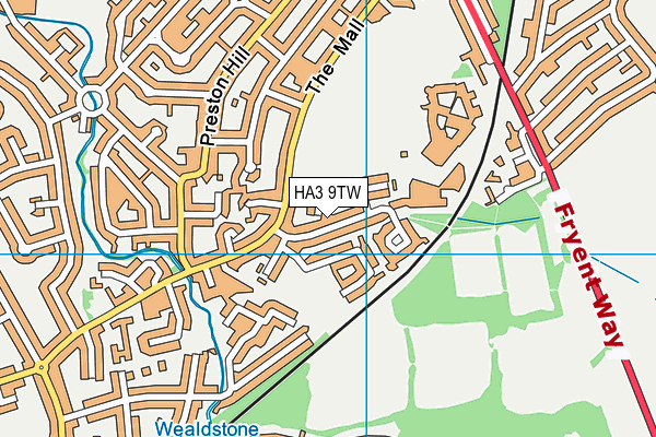 HA3 9TW map - OS VectorMap District (Ordnance Survey)