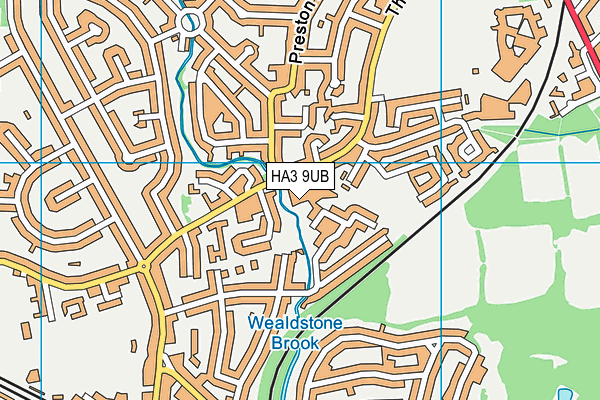 HA3 9UB map - OS VectorMap District (Ordnance Survey)