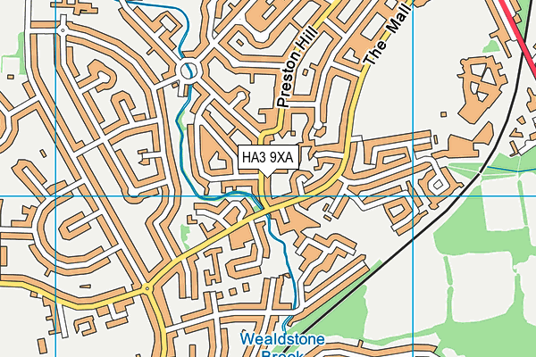 HA3 9XA map - OS VectorMap District (Ordnance Survey)