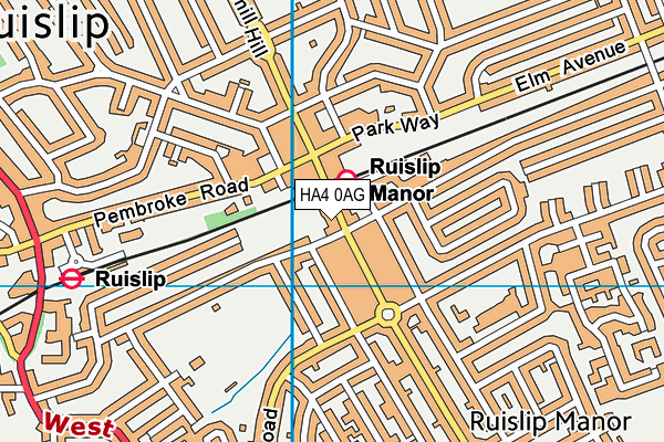 HA4 0AG map - OS VectorMap District (Ordnance Survey)