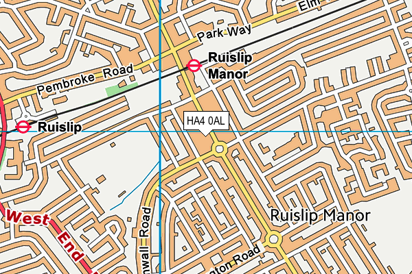 HA4 0AL map - OS VectorMap District (Ordnance Survey)