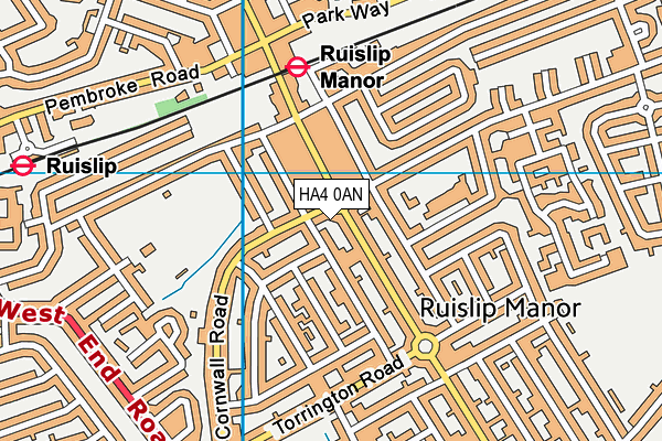 HA4 0AN map - OS VectorMap District (Ordnance Survey)