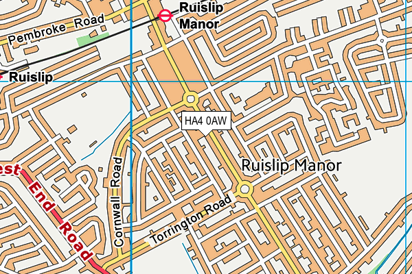 HA4 0AW map - OS VectorMap District (Ordnance Survey)