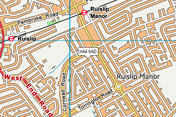 HA4 6AD map - OS VectorMap District (Ordnance Survey)