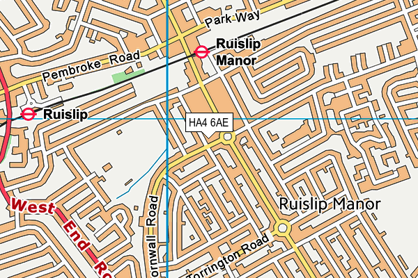 HA4 6AE map - OS VectorMap District (Ordnance Survey)
