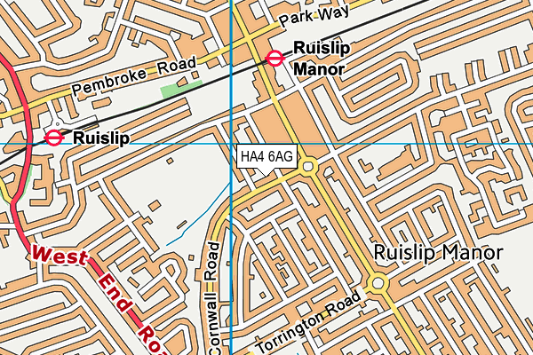 HA4 6AG map - OS VectorMap District (Ordnance Survey)