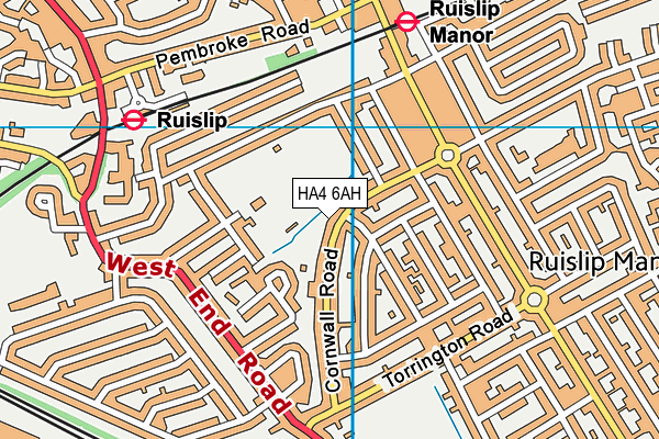 HA4 6AH map - OS VectorMap District (Ordnance Survey)